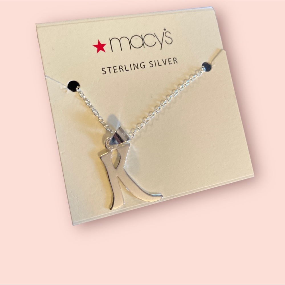 Macys Sterling Silver K Letter Alphabet Charm Necklace Classic Preppy Heritage